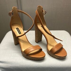Nine West Tan Block Heel Sandals